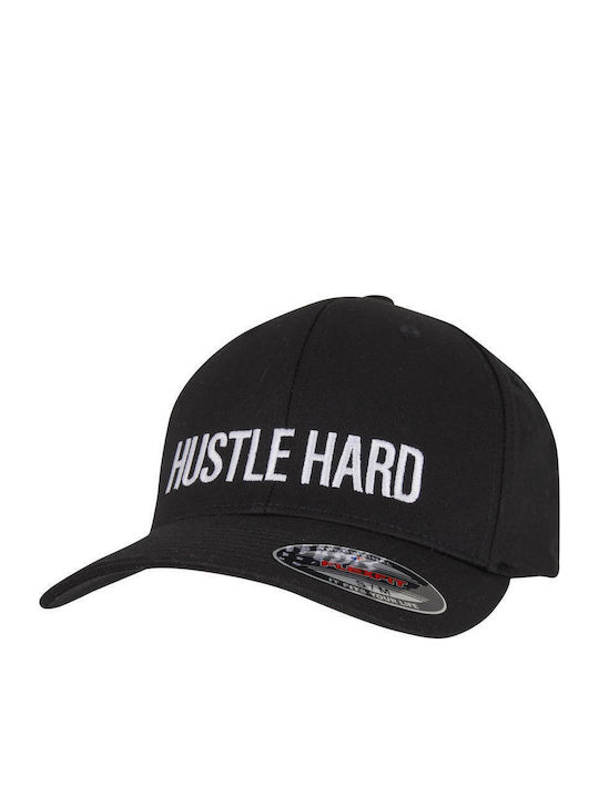 Mr.tee Hustle Wording Flexfit Cap Black Q25 Mt3275-00007