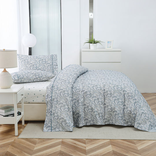 Liolios Home Bettwäsche-Set Überdoppel 245x270cm. Blau 4Stück