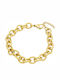 Charmy Chain Hand made of Steel Gold-plated Wide Thickness 30mm and Length 17cm