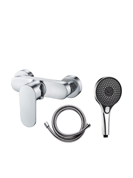 Wattarino Mixing Bathtub Shower Faucet Complete Set Silver