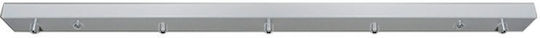 Ceiling Rosette 5 Sockets Rectangular 170cm Zafferano Lgr0045 Gray