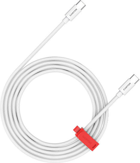 Canyon Geflochtenes USB 2.0 Kabel USB-C männlich - USB-C 60W PD Weiß 2m CND-CC60AB20W