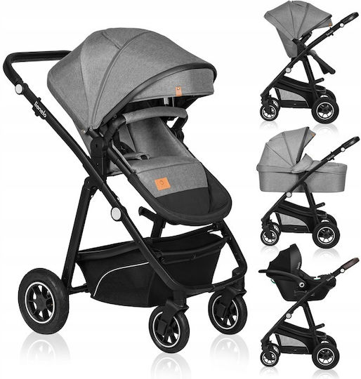 Lionelo Bianca Adjustable 3 in 1 Baby Stroller Suitable from 6+ Months Gray 11kg