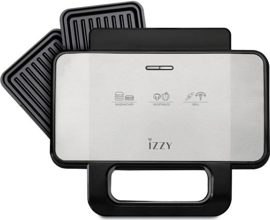 Izzy IZ-2036 Sandwich Maker Grill with Removable Plates 1000W Inox