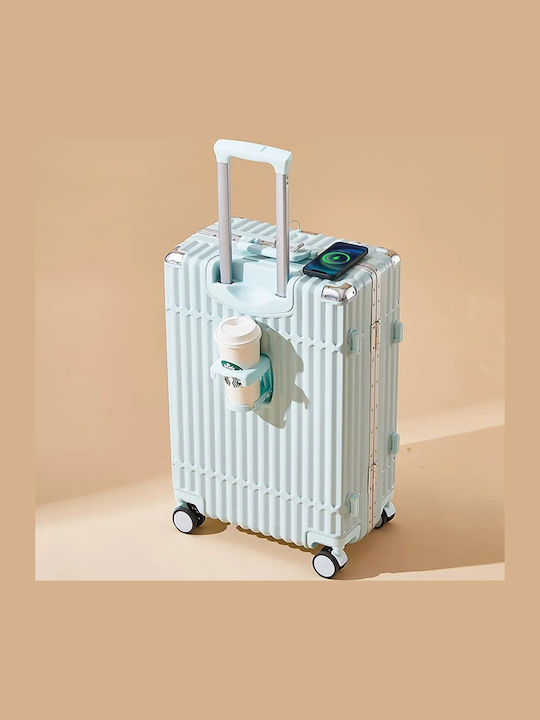 Kourk Medium Hard Blue Travel Suitcase with 4 Wheels Height 69cm