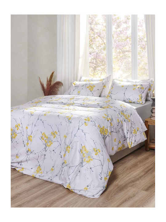 Peiraiki Patraiki Duvet Cover Set Cotton Single with Pillowcase 170x250 Exotic Flower Yellow