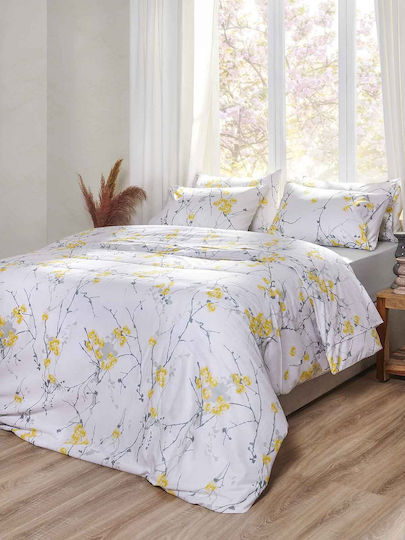 Peiraiki Patraiki Duvet Cover Set Cotton Single with Pillowcase 170x250 Exotic Flower Yellow
