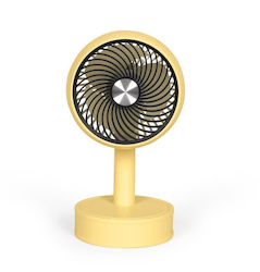 Livoo Tea310j Ventilator Mini Reîncărcabil de Birou 3 Viteze Diametru 7,5cm Baterie 500 mAh Autonomie 2h Galben