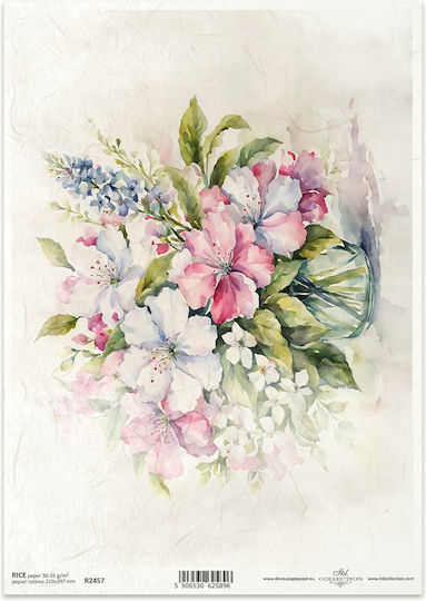 Decoupage Rice Paper A4 – Romantic Bouquet Pink White Flowers