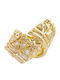 Oxette Ring with Zircon & Enamel Gold Plated
