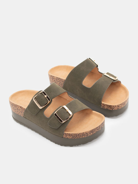 Luigi Γυναικεία Σανδάλια Flatforms Χακί