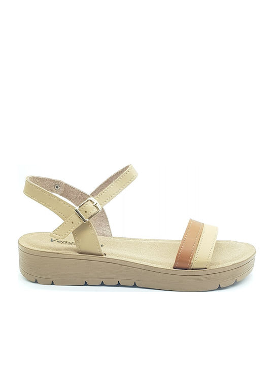 Women's Flat Sandals Anatomic in Beige Color