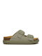 Noelle Leather Women's Flat Sandals Anatomic in Green Color