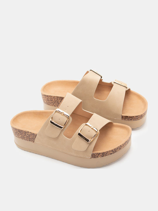 Γυναικεία Σανδάλια Flatforms Μπεζ