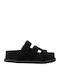 Δερμάτινα Γυναικεία Ανατομικά Σανδάλια Flatforms Μαύρα