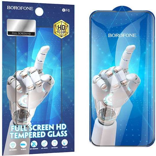Borofone Vollkleber Displayschutzfolie 10Stück Schwarz (iPhone 16 Pro Max)