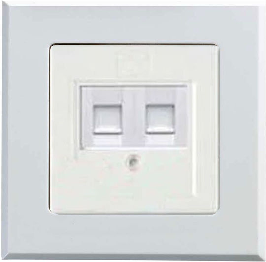 Trend Бяла Гнезда За Електрическа Мрежа Data RJ45 C5 Двойна