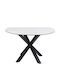 Norsica 780 Round Table Dining Room with Glass Surface White Marble, Black 76x76cm