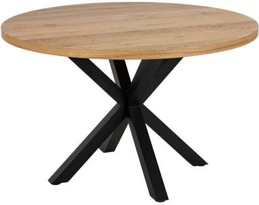 Norsica 657 Round Table Dining Room Metallic Wild Oak, Black 76x76cm