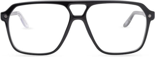 Snob Milano Testarossa Snv224 C001z Men's Acetate Prescription Eyeglass Frames Aviator Clip-On Black