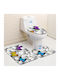 Rutschfest Set Badematten Synthetisch,Polyester/Cotton/Leather Toilette CovorFluture200 Multicolor 3Stück