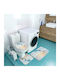 Non-Slip Bath Mats Set Toilet BlueAbstract2 Blue 3pcs