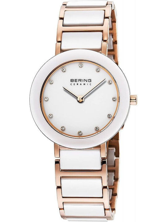 Bering Time Women's Watch with Pink Gold Metal Bracelet