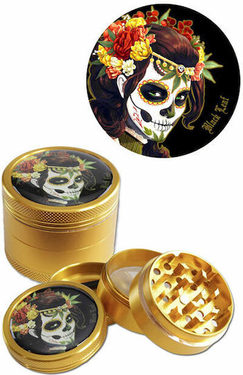 Black Leaf Grinder Τρίφτης Mexican Skull 50mm Aluminium 4 Parts