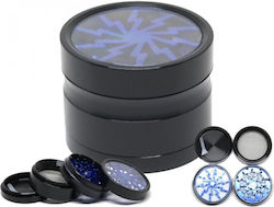 Τρίφτης Καπνού Amsterdam Blue Black Jk07 Mix Aluminum 4 Parts 60mm Παράθυρο