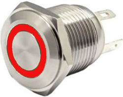 Flm16-fj-2-e-red Μπουτον Φ16mm 12v Kokkino Φωτισμο Kal Electronics