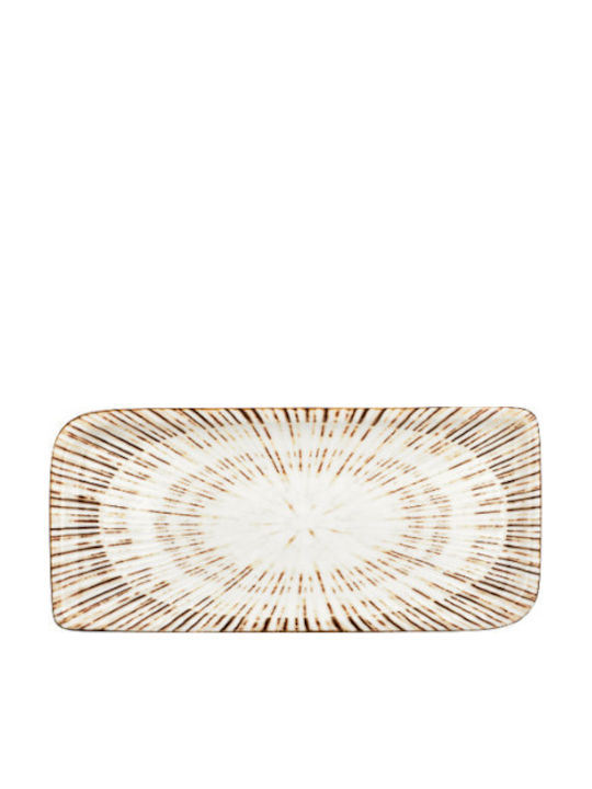 By Bone Serving Platter Rectangular made of Porcelain Brown