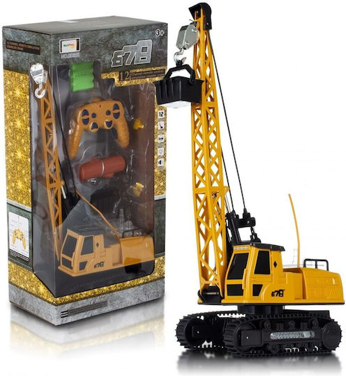 Jucărie Cu Teleghidare Excavator Cu Cărămidă "isp Likesmart Cărămidă" Lumină Led Sunete Baterie Reîncărcabilă Nimh 4.8v 300mah Șenile de Cauciuc Rotire la 360° Cablu de Încărcare Galben