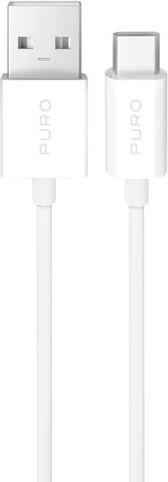 Puro Regular USB 2.0 Cablu USB-C bărbătesc - USB-A 10W Alb 3m