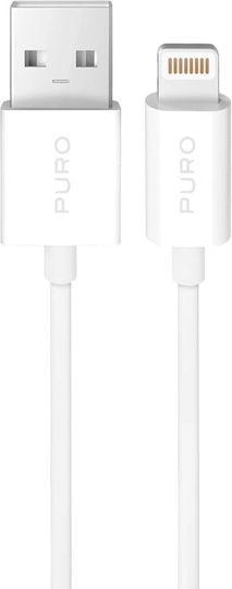 Puro USB-A to Lightning Cable 12W Λευκό 2m