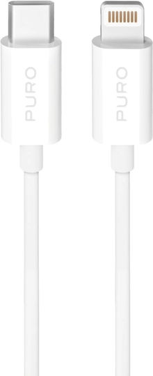Puro Редовна USB-C към Lightning кабел 20W Бял 2м
