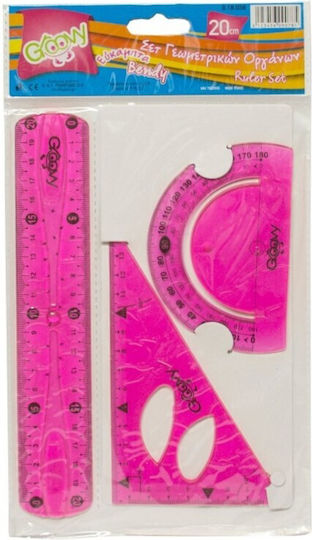 Groovy Set Of Geometric Tools Flexi 20cm Pink