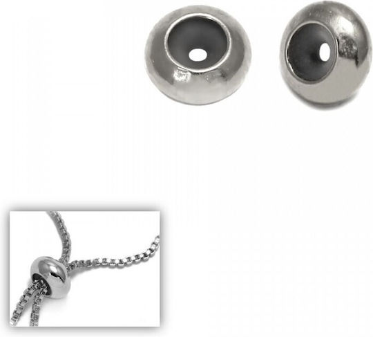 Metallic Beads Stopper Silicone Silver 5x2mm 10pcs