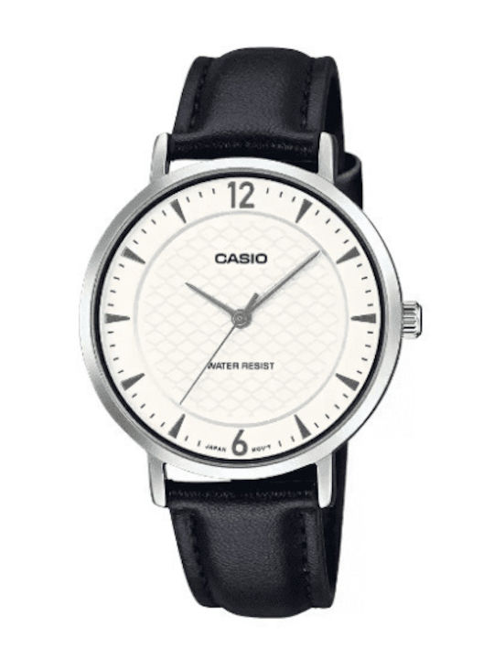 Casio Women's Watch with Black Leather Strap