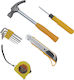 Set 5 Pieces Hand Tools Hammer Claw Cross Screwdriver Magnetic Tape Measure Allen Keys
