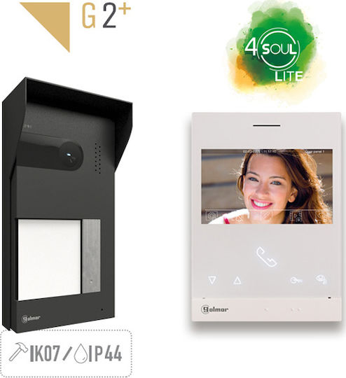 Golmar Kit Θυροτηλεόρασης Soul 2 Καλωδίων Οθόνη Έγχρωμη Art4 4 3" 2 Διαμερίσματα S5112art4/lite