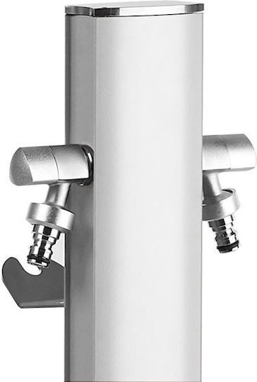 Shiny White Oval Floor Garden Column Two Faucets Base Aquapoint Totem 407b Aquajet