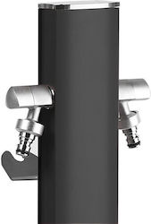 Κολώνα Κήπου Δαπέδου Οβάλ Metal Black Δύο Βρύσες Βάση Aquapoint Totem 407n Aquajet