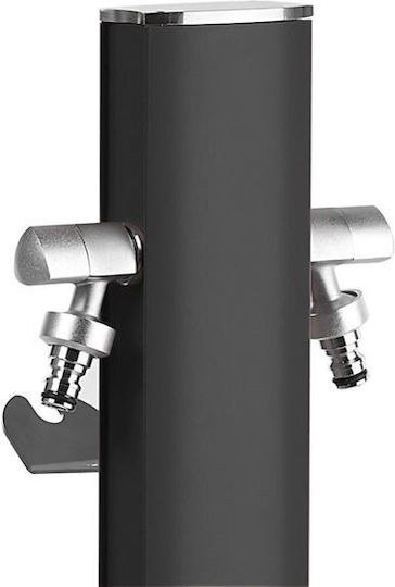 Κολώνα Κήπου Δαπέδου Οβάλ Metal Black Δύο Βρύσες Βάση Aquapoint Totem 407n Aquajet
