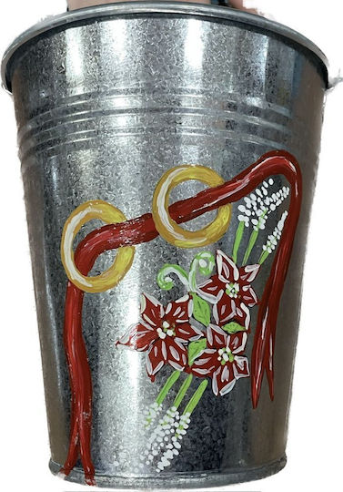 Decorative Metal Bucket Electrostatic White Height 17 Centimeters Base Φ10 Rim Φ15 Rings