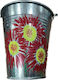 Decorative Metal Bucket Electrostatic White Height 17 Centimeters Base Φ10 Rim Φ15 "Red Daisy"