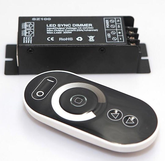 Dimmer LED Fără Fir RF 12V-24V 25A + Telecomandă