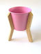 Pflanzentopf Zink 12×19cm Hölzernes Füße Rosa