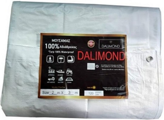 Tarpaulin 120gr/m² Dalimond White Waterproof Reinforced With Rings Every 50 cm 10m x 10m