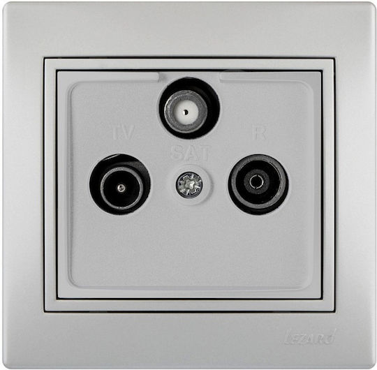Lezard TV Antenna Socket Terminal+Radio+Sat Silver Mira Full 701.1010135
