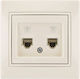 Lezard Telephone Socket Rj11 1x4p 2 Outlets Beige Mira Complete 701.0303138